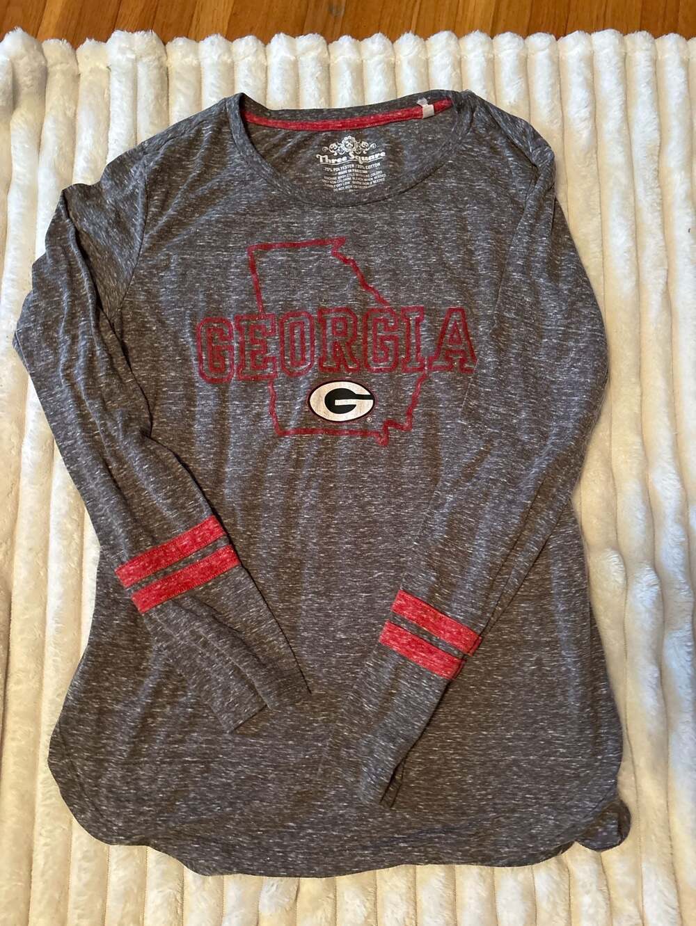Three Square University of Georgia Bulldogs Long Sleeve Shirt Size XL Heather Gr